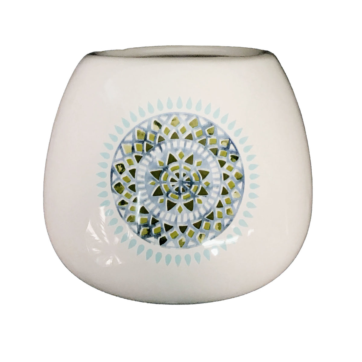 Pot, 4in, Ceramic, Blue & Green Mandala, 4 Styles
