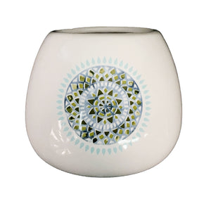 Pot, 4in, Ceramic, Blue & Green Mandala, 4 Styles