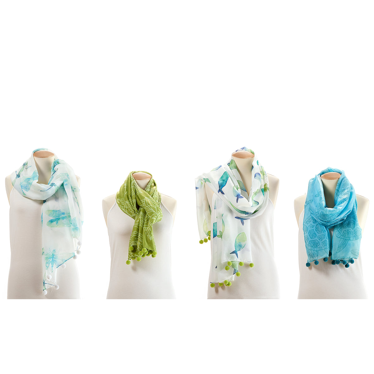 Ladies Fashion Scarf, Blue Reflections, 4 Styles