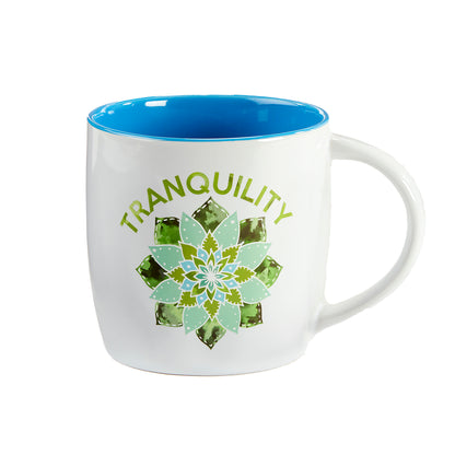 Blue Reflections Mandala Ceramic Mug, 18oz