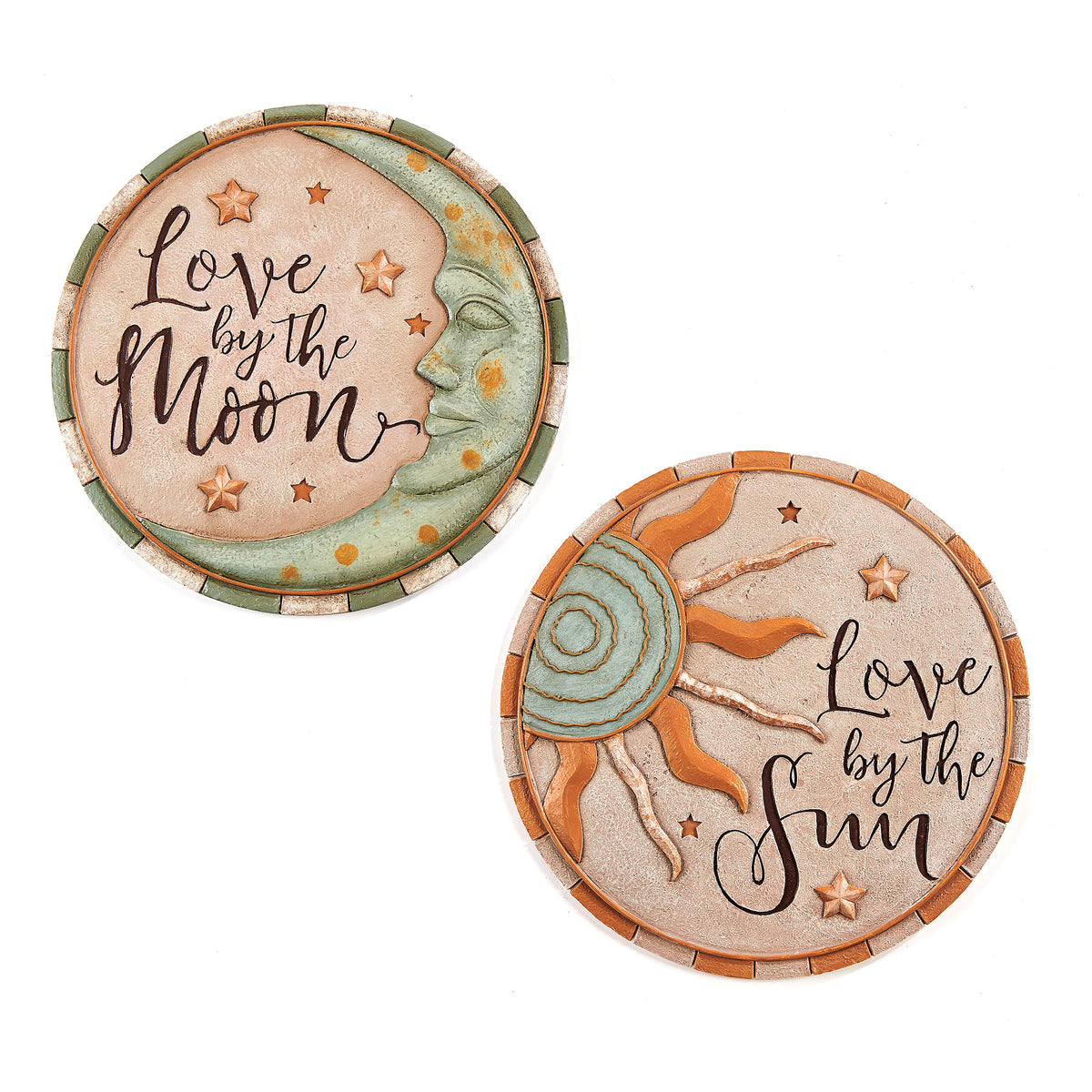 Polyresin Sun/Moon Stepping Stone, 2 Styles