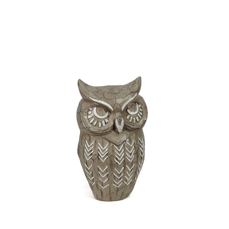 Carved Wood-Look Owl Statue, 6in