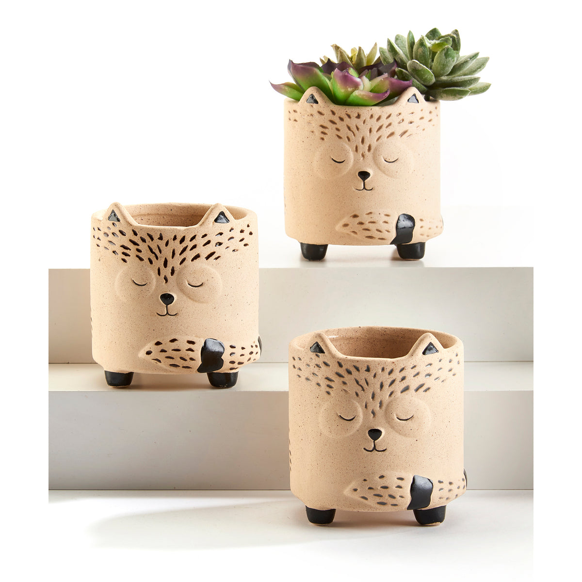 Pot, 3in, Ceramic, Nordic Summer Fox, Footed