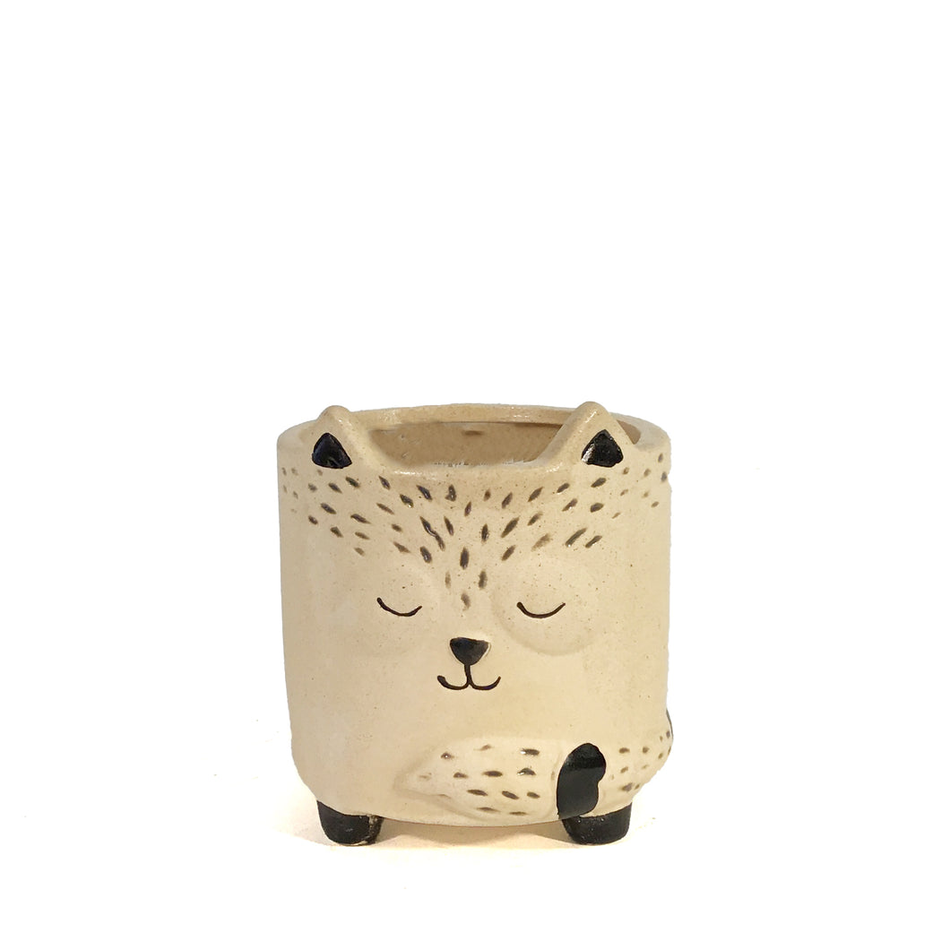 Pot, 3in, Ceramic, Nordic Summer Fox, Footed