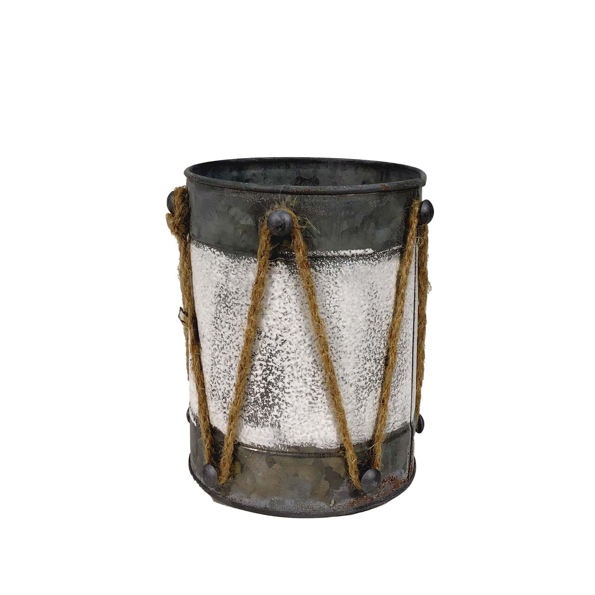 Pot, 4in, Metal, Galvanized Tom-Tom Drum