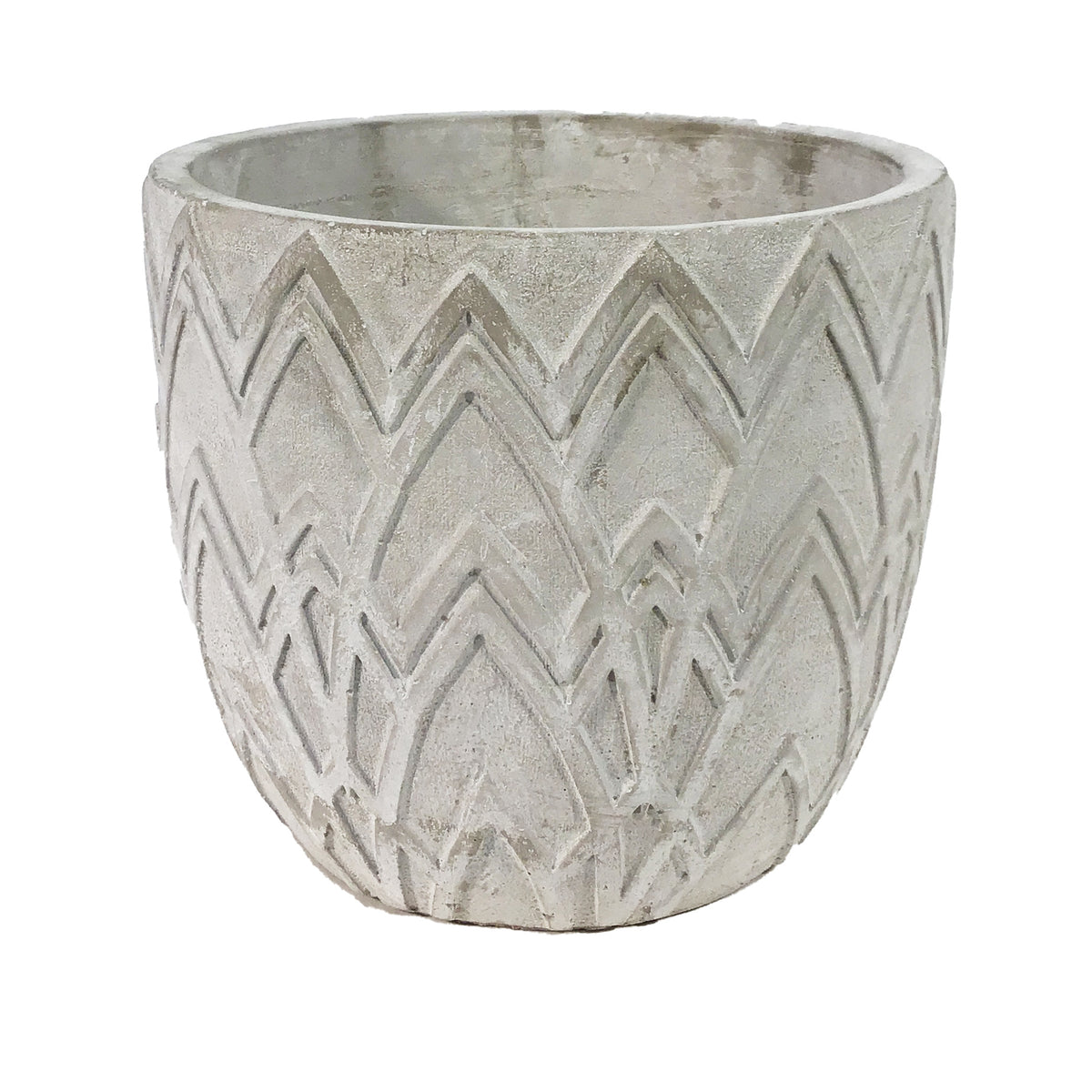 Pot, 6in, Cement, Textured Lotus