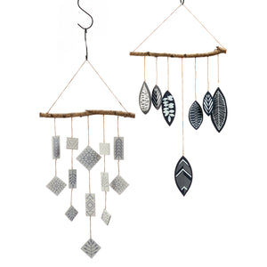 Nordic Summer Ceramic & Wood Wind Chime, 23.5in