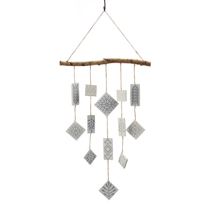 Nordic Summer Ceramic & Wood Wind Chime, 23.5in