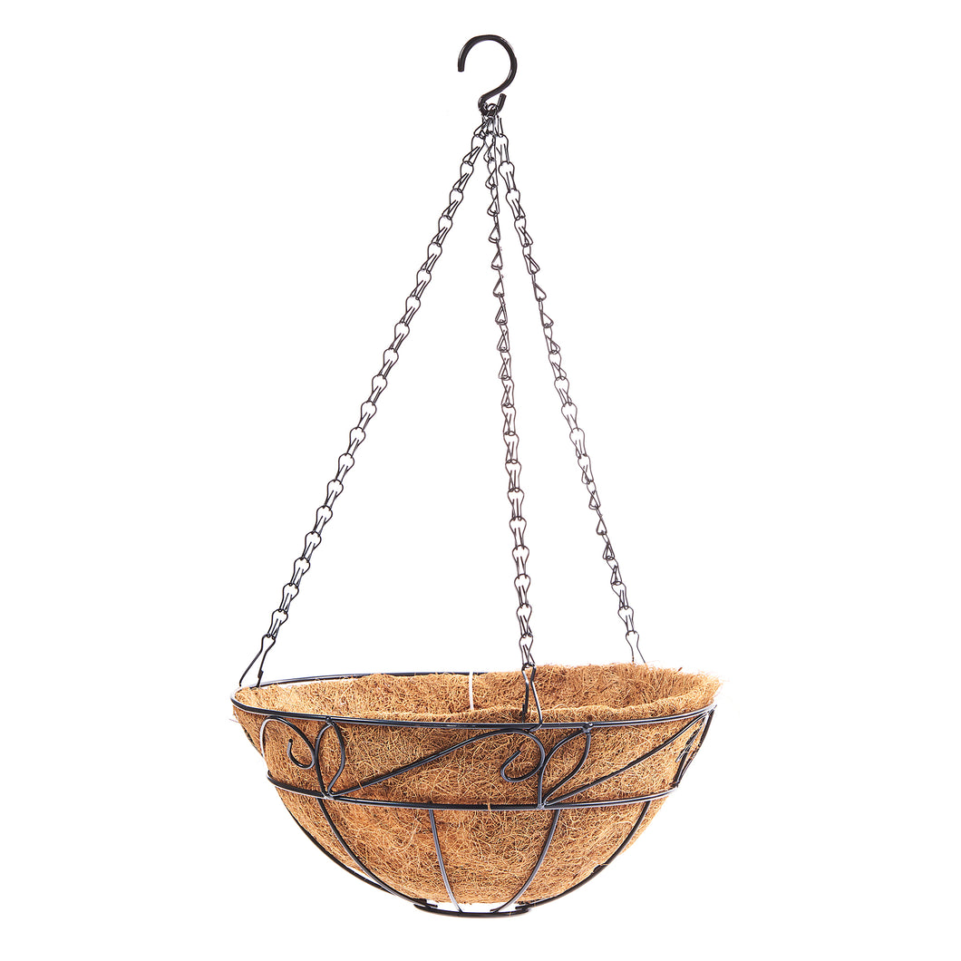 Planter, 12in, Metal Coco-Lined Hanging Basket