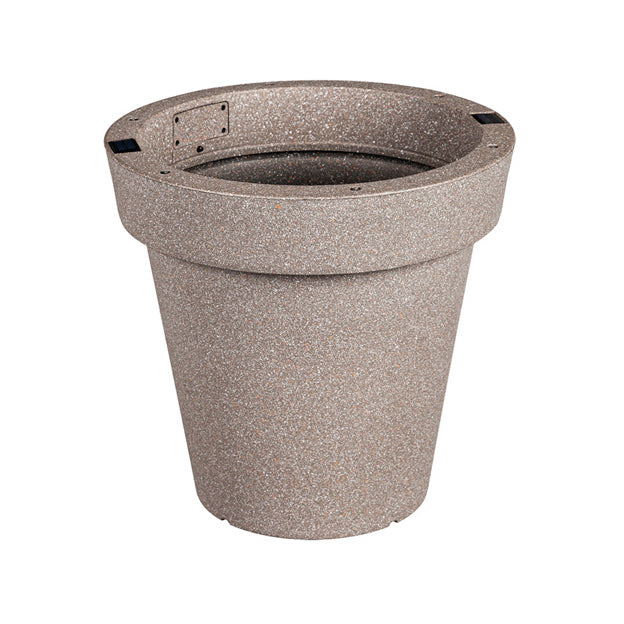 Planter, 16in, Solar Lit, Grey