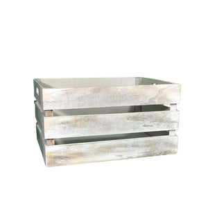 Wood Storage Box, Slatted, Weathered Grey, Medium