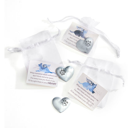 Metal Paw Print Heart Token with Card & Bag
