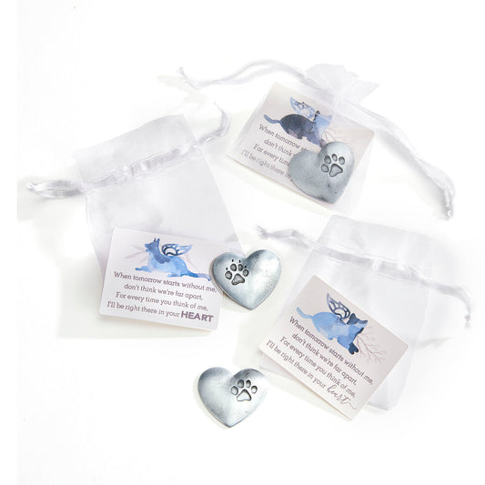 Metal Paw Print Heart Token with Card & Bag