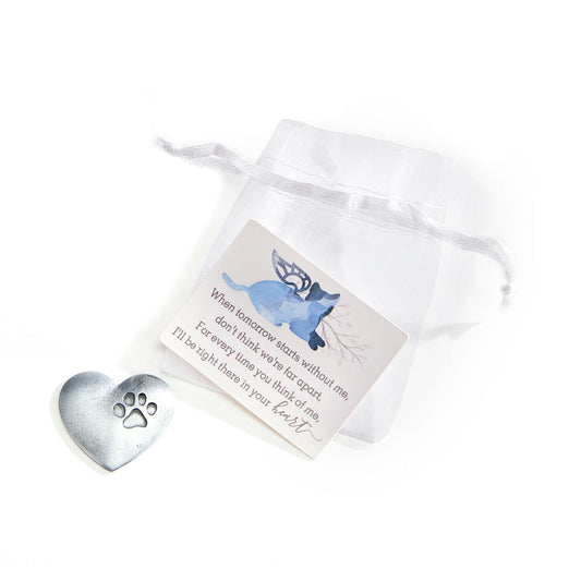 Metal Paw Print Heart Token with Card & Bag
