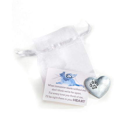 Metal Paw Print Heart Token with Card & Bag