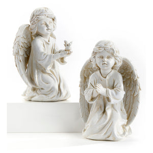 Polyresin Kneeling Angel Statue, 6in, 2 Styles