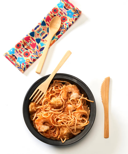Bamboo Utensil Set with Pouch, 2 Styles