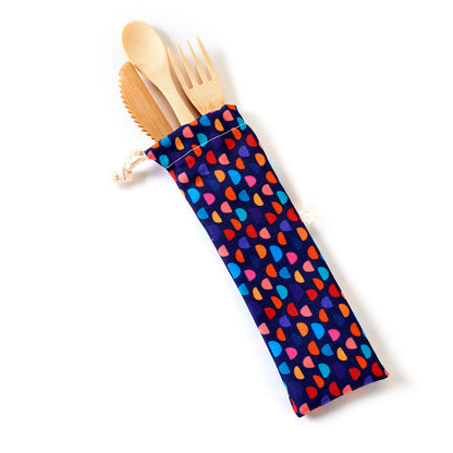 Bamboo Utensil Set with Pouch, 2 Styles