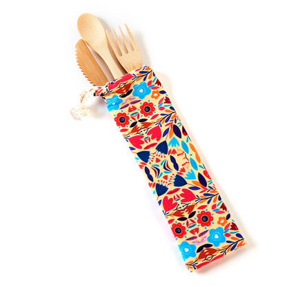 Bamboo Utensil Set with Pouch, 2 Styles