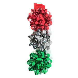 Christmas Bows, Red/Silver/Green, 3pk.