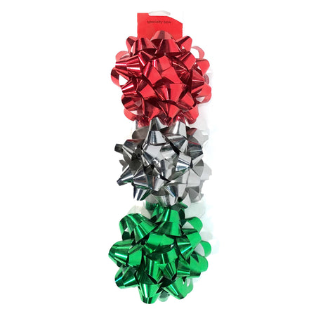 Christmas Bows, Red/Silver/Green, 3pk.