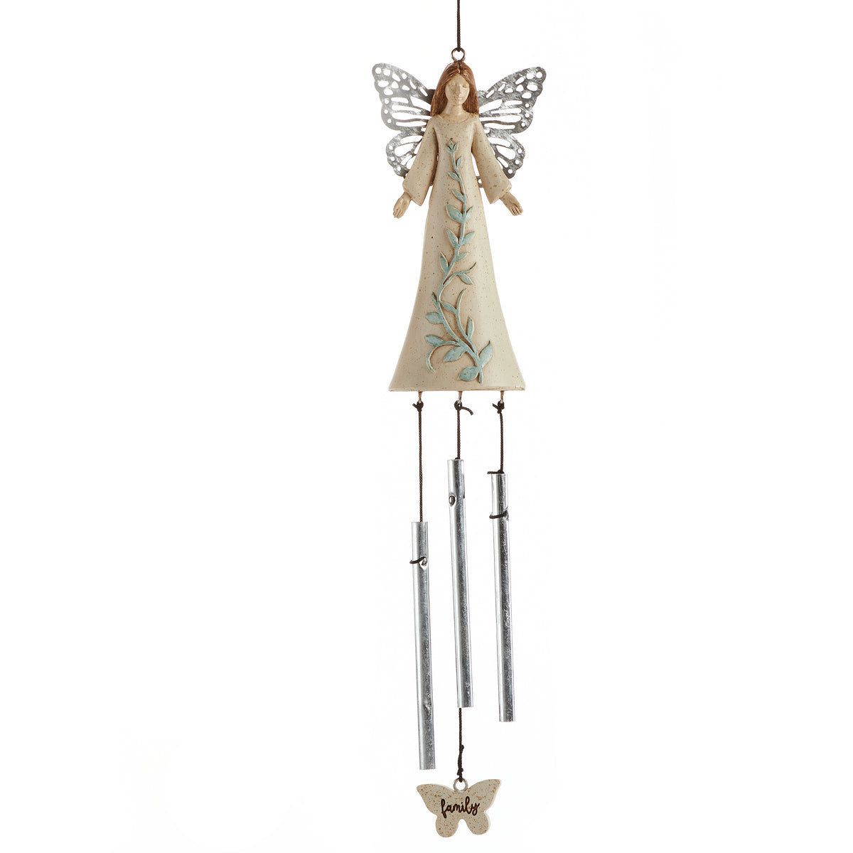 Garden Angel Wind Chime with Metal Wings, 8.25in