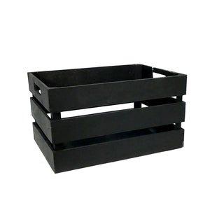 Wood Storage Box, Slatted, Black, Medium