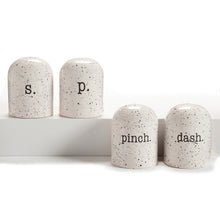 Load image into Gallery viewer, Pinch/Dash Speckled Salt &amp; Pepper Shakers, S/2
