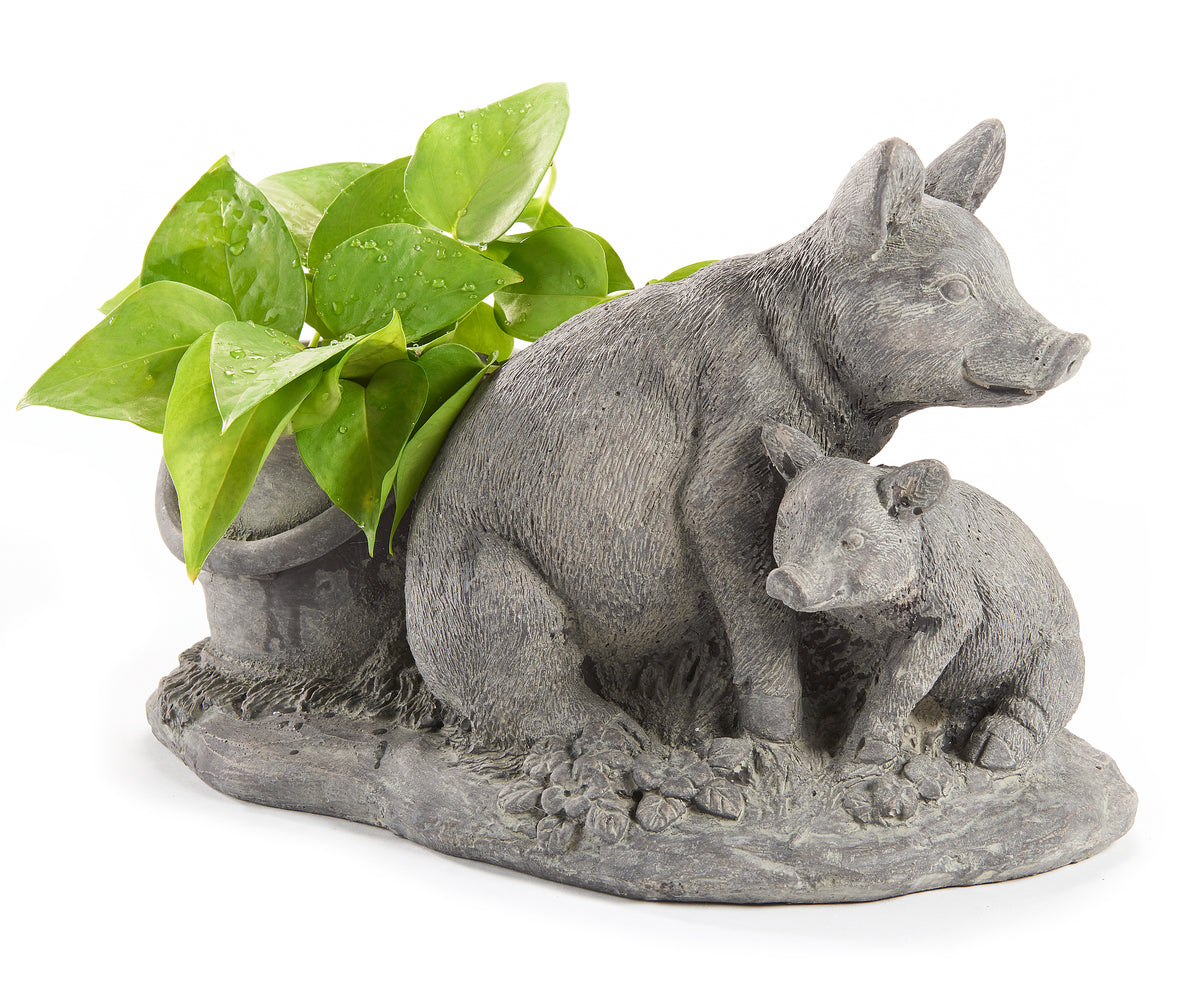 Up Country Pig - Mom & Baby Planter, 10.5in