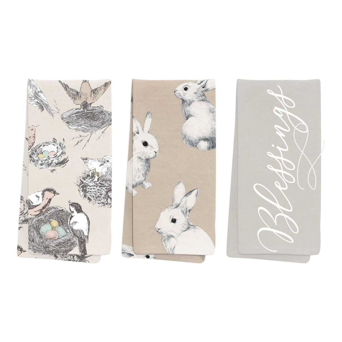 Tea Towel, Cotton, Cottontail Neutrals, 3 Styles
