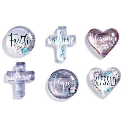 Cottontail Easter Sentiment Glass Token, 6 Styles