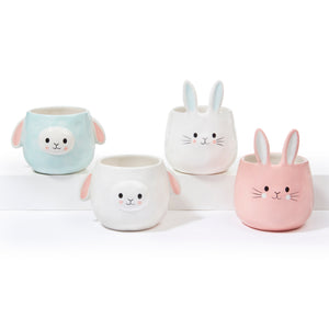 Pot, 3.5in, Ceramic, Easter Animal, 4 Styles