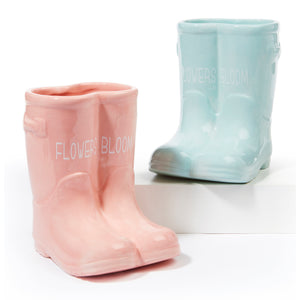 Spring Rubber Boots Ceramic Planter, 2 Styles