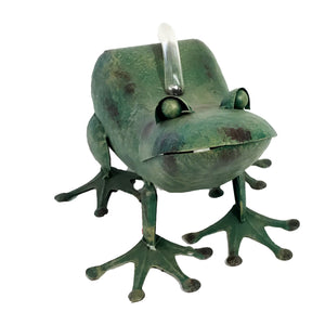 Frog Metal Sprinkler Garden Statue, 12in