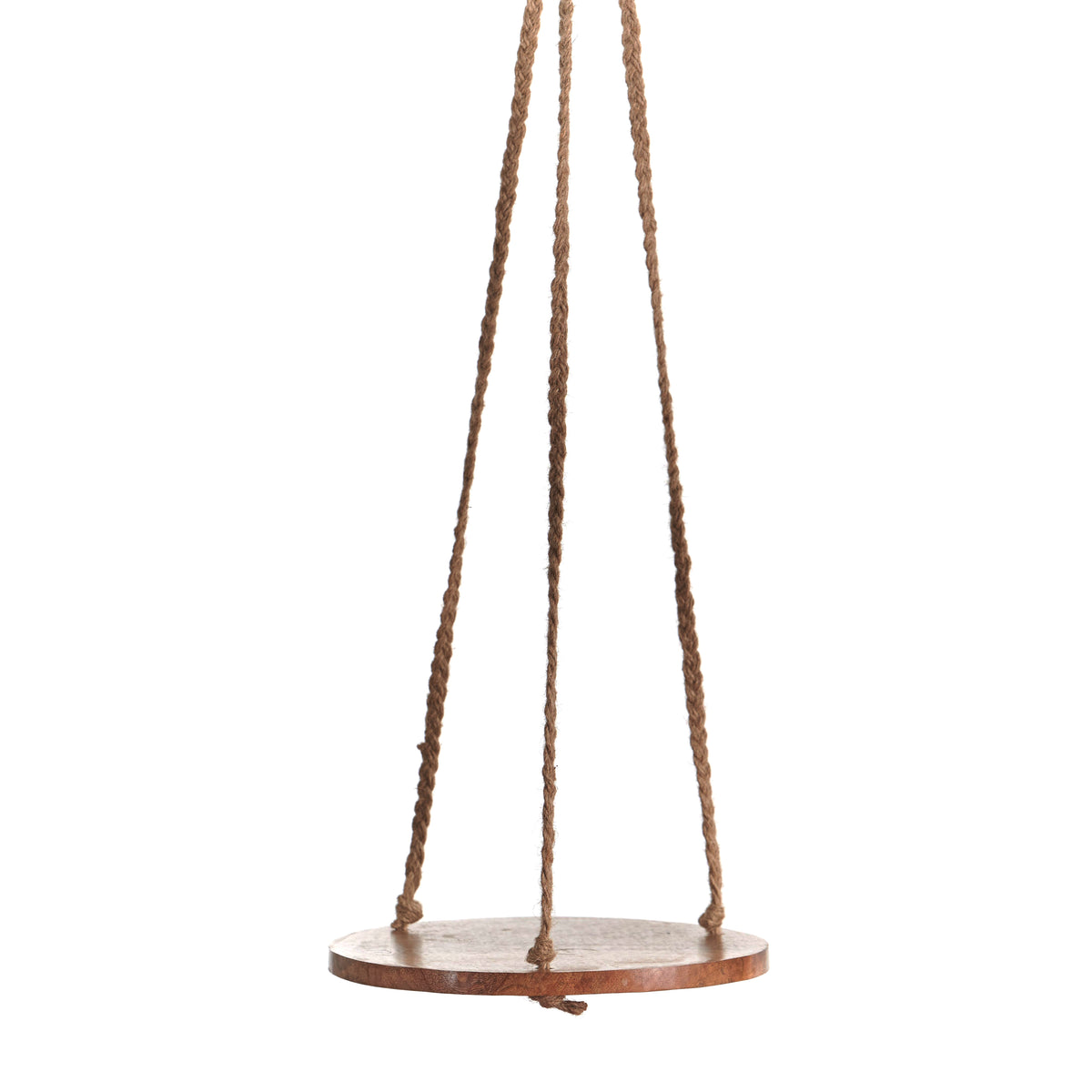 Plant Hanger, 10in Wooden Round with Jute Hanger