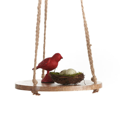 Plant Hanger, 10in Wooden Round with Jute Hanger