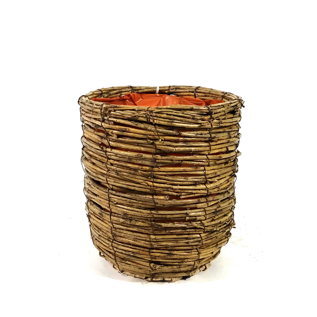 Pot, 6in, Round Willow Basket, Brown