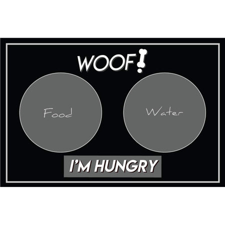 Vinyl Pet Bowl Placemat, Woof!/I'm Hungry, 19in
