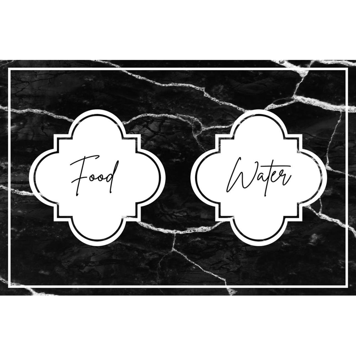 Vinyl Pet Bowl Placemat, Marble, Black, 19in