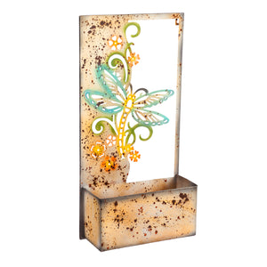 Laser Cut Painted Dragonfly Wall Planter, 11.75in