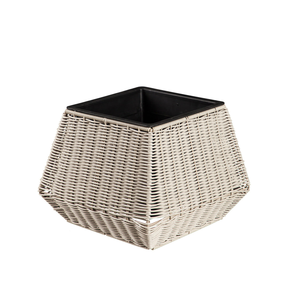 Planter, 8in, Resin, Wicker Short Square