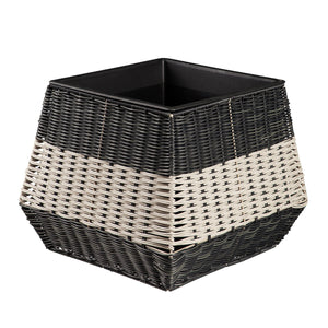 Planter, 12in, Resin, Wicker Short Square