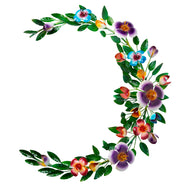 Floral Crescent Moon Wreath Metal Wall Decor, 25in