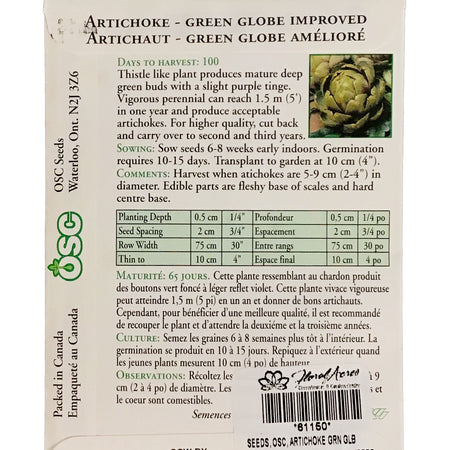 Artichoke - Green Globe Improved Seeds, OSC