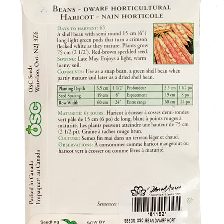Bean Bush - Dwarf Hort. Seeds, OSC