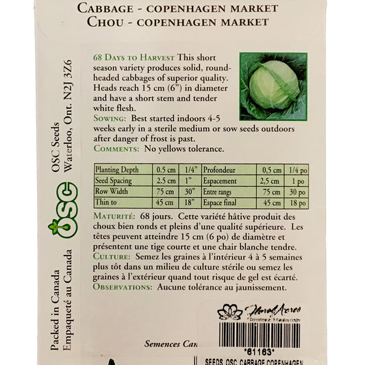 Cabbage - Copenhagen Market Seeds, OSC