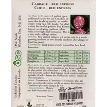 Load image into Gallery viewer, Cabbage - Red Express Seeds, OSC
