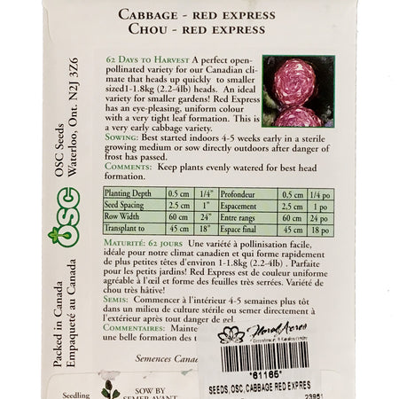 Cabbage - Red Express Seeds, OSC
