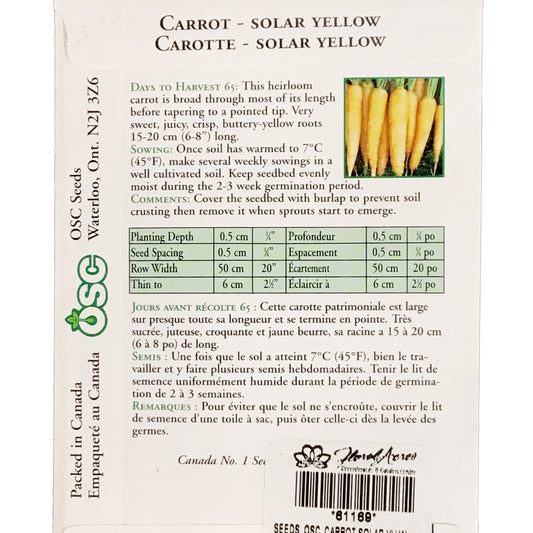 Carrot - Solar Yellow Seeds, OSC