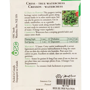 Cress - True Watercress Seeds, OSC